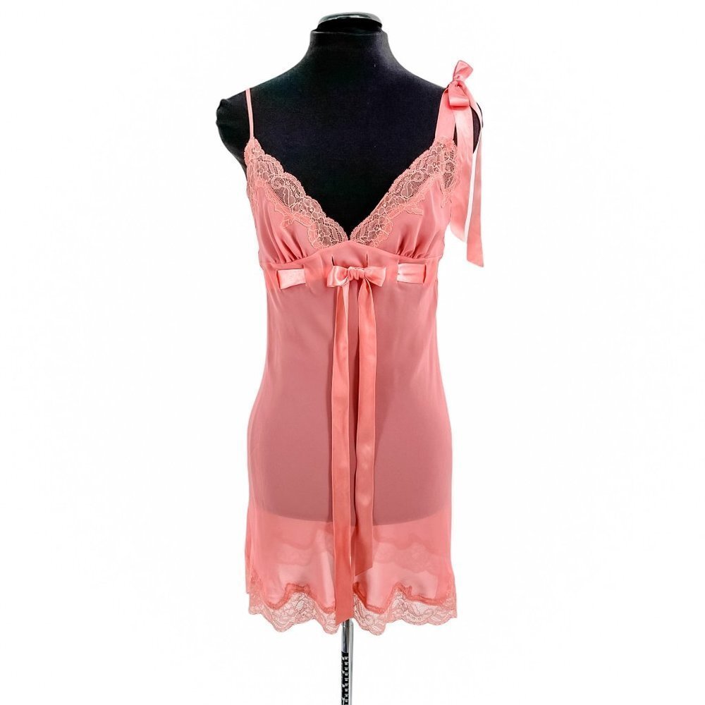 Vintage Victoria’s Secret pink babydoll silk slip